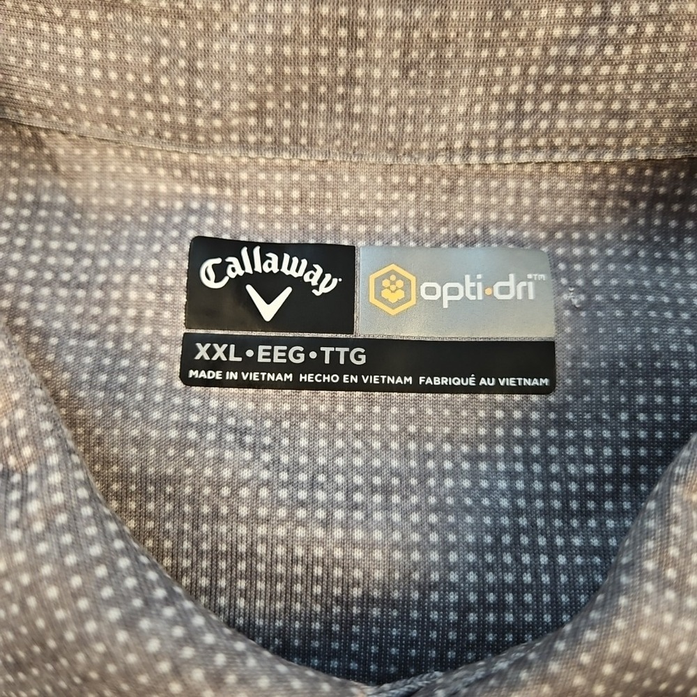 Callaway Mens XXL Golf Henley Collar Polo Shirt Camo Gray Infinity Opti-Dri - Picture 3 of 9